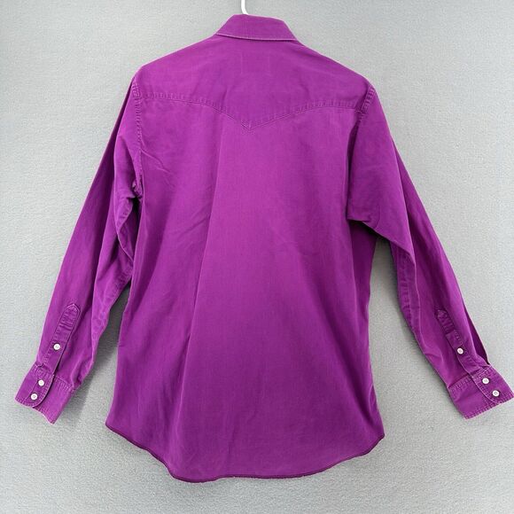 90s Wrangler Brushpopper Cowboy Cut X-Long Tails Purple‎ Mens 151/2 34 (M) VTG - Picture 2 of 7